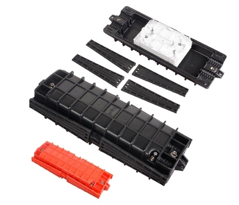 Système de distribution de fibres FTTH 12 24 48 96 144 288 Corne de type horizontal Fermeture de jonction de fibre optique avec 3